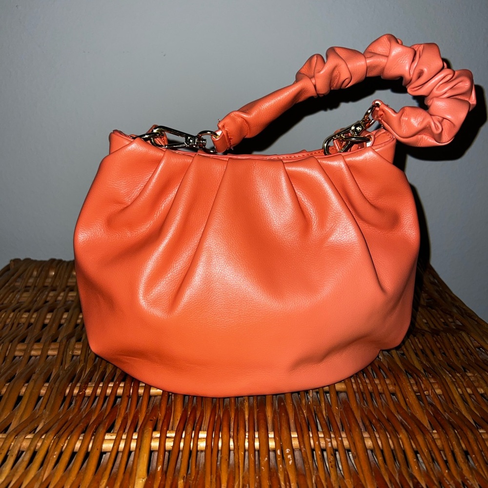Orange Ruched Top-Handle Bag - Picture 4 of 4